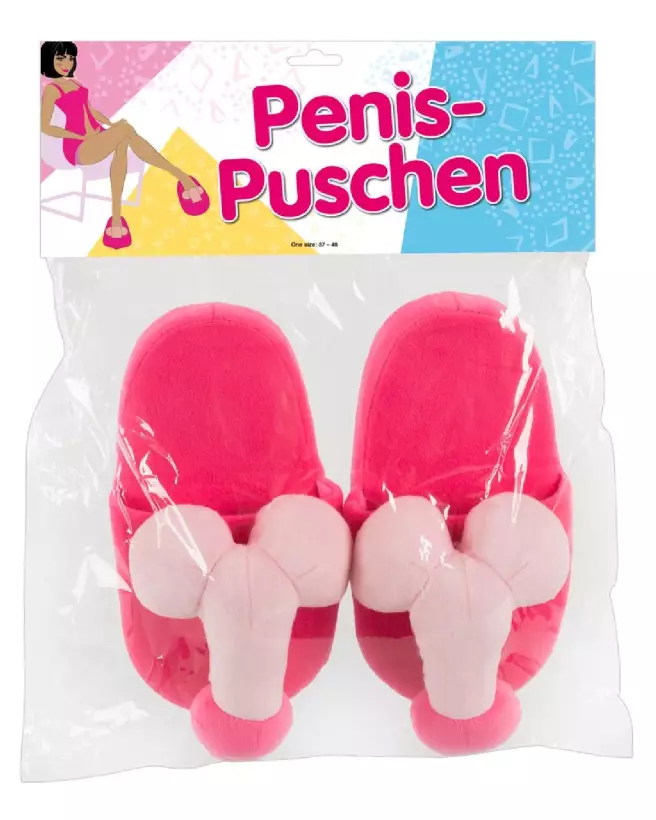 Chaussons en forme de pénis Slippers Penis Pink, cadeau humoristique et original-1