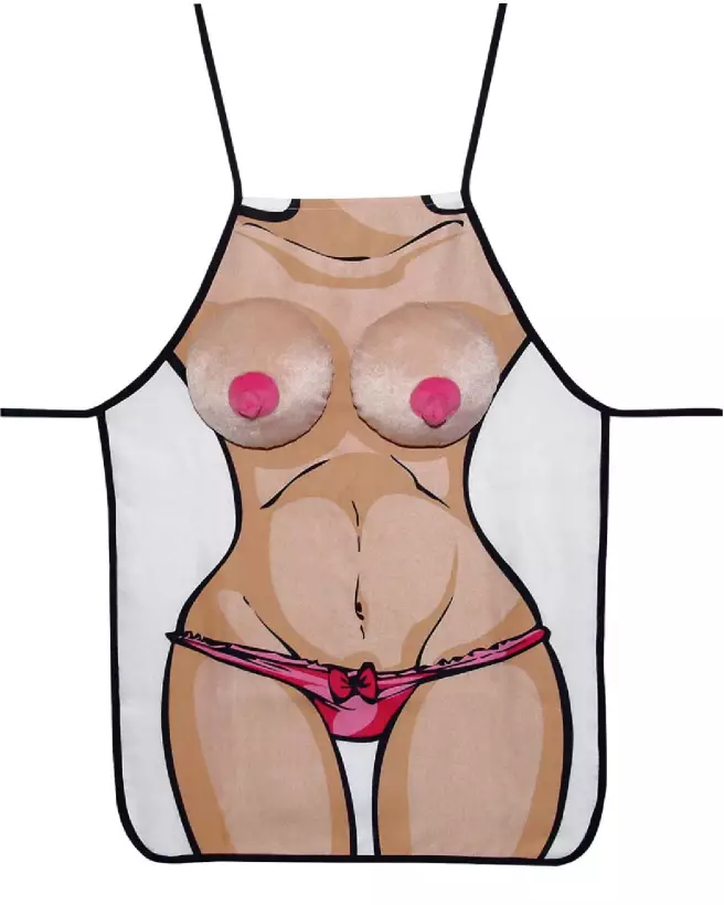 Tablier humoristique Boobs Apron avec faux seins pour soirées et cadeaux-2