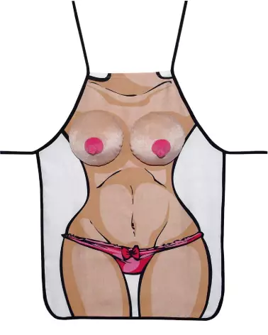 Tablier humoristique Boobs Apron avec faux seins pour soirées et cadeaux-2