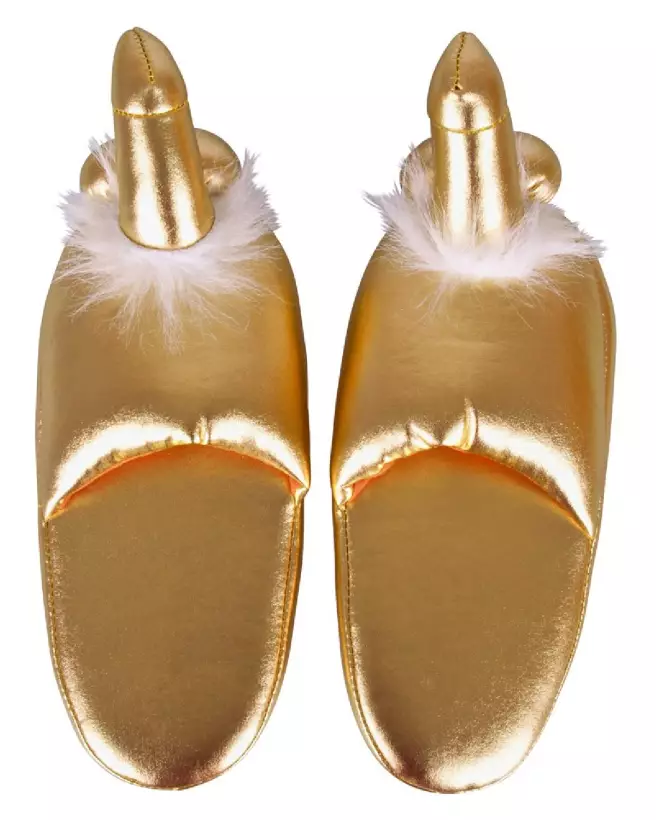 Chaussons en forme de pénis Slippers Gold humoristiques et originaux-4