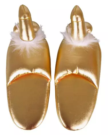 Chaussons en forme de pénis Slippers Gold humoristiques et originaux-4
