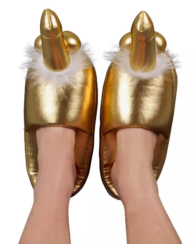 Chaussons en forme de pénis Slippers Gold humoristiques et originaux-7