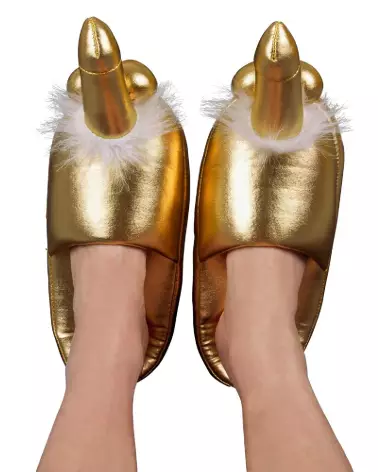 Chaussons en forme de pénis Slippers Gold humoristiques et originaux-7