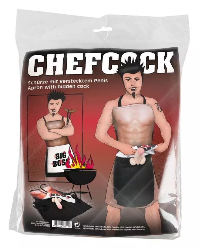 Image du tablier CHEFCOCK humoristique avec sexe apparent, parfait pour soirées et cadeaux-1
