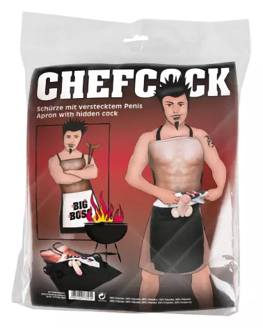 Image du tablier CHEFCOCK humoristique avec sexe apparent, parfait pour soirées et cadeaux-1