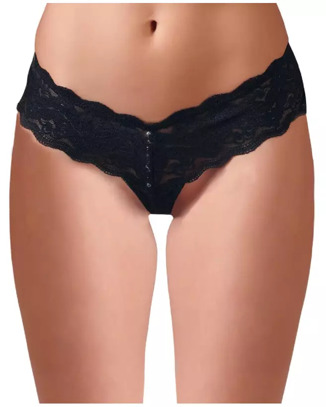 String Pearls Black de Cottelli LINGERIE, culotte élégante avec perles noires-2