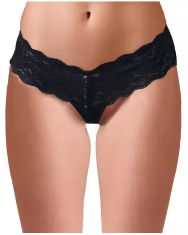 String Pearls Black de Cottelli LINGERIE, culotte élégante avec perles noires-2