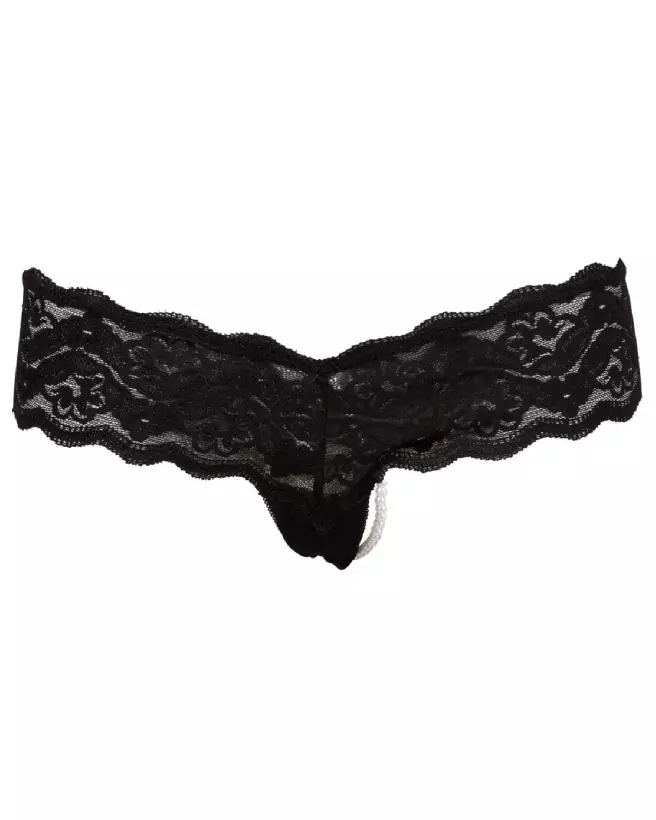 String Pearls Black de Cottelli LINGERIE, culotte élégante avec perles noires-7