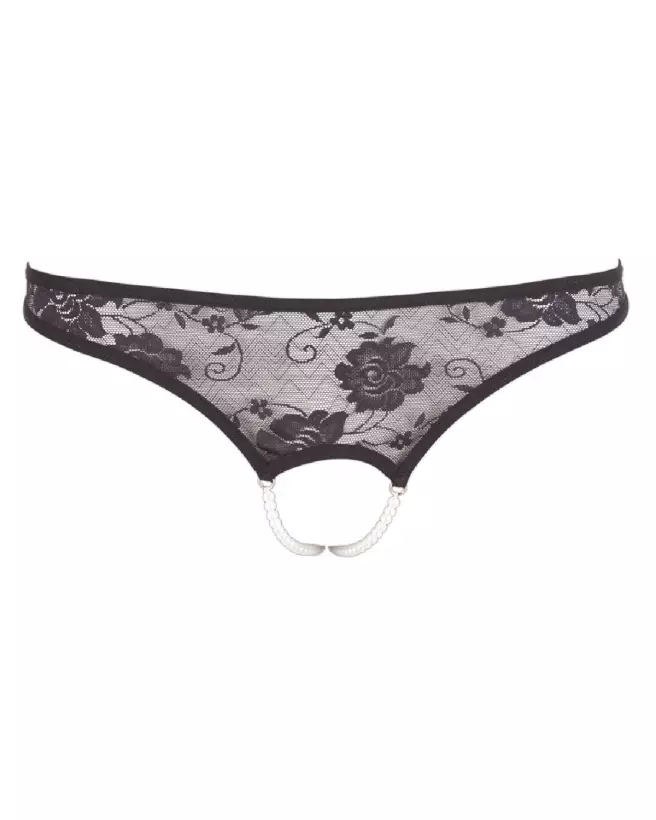 String Pearls black Cottelli LINGERIE en dentelle noire et perles élégantes-6