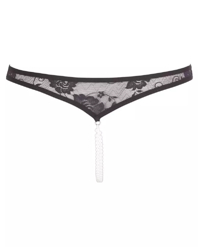 String Pearls black Cottelli LINGERIE en dentelle noire et perles élégantes-7