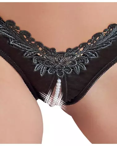 G-String Pearls Black Cottelli Lingerie élégant et sensuel-4