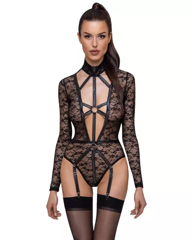 Body Lace Cottelli LINGERIE en dentelle noire, élégance et confort-2