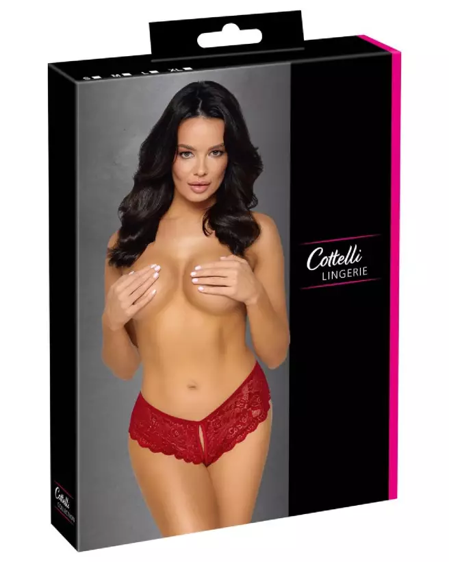 Crotchless Panty Red de Cottelli LINGERIE en Rouge - Lingerie Séduisante et Ouverte-1