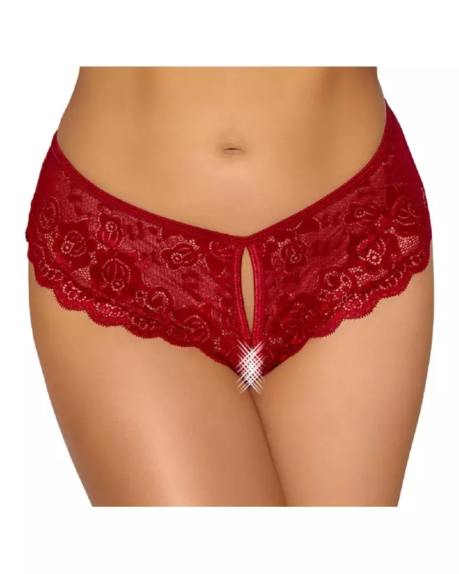 Crotchless Panty Red de Cottelli LINGERIE en Rouge - Lingerie Séduisante et Ouverte-2