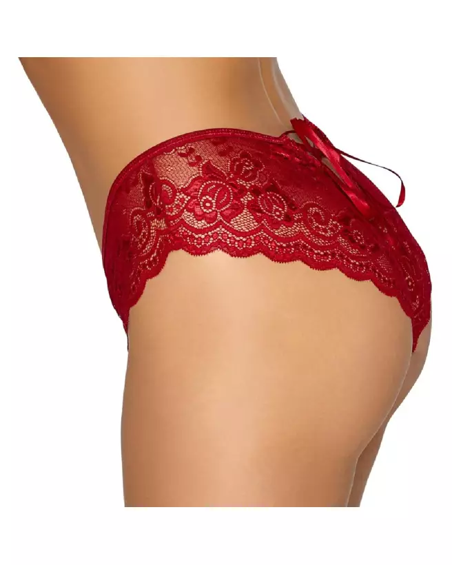 Crotchless Panty Red de Cottelli LINGERIE en Rouge - Lingerie Séduisante et Ouverte-3