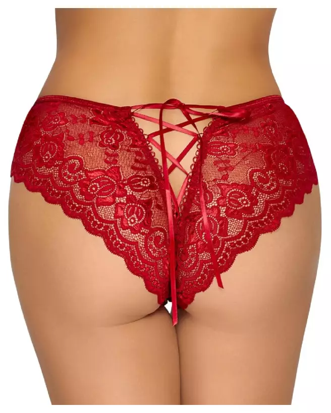 Crotchless Panty Red de Cottelli LINGERIE en Rouge - Lingerie Séduisante et Ouverte-4
