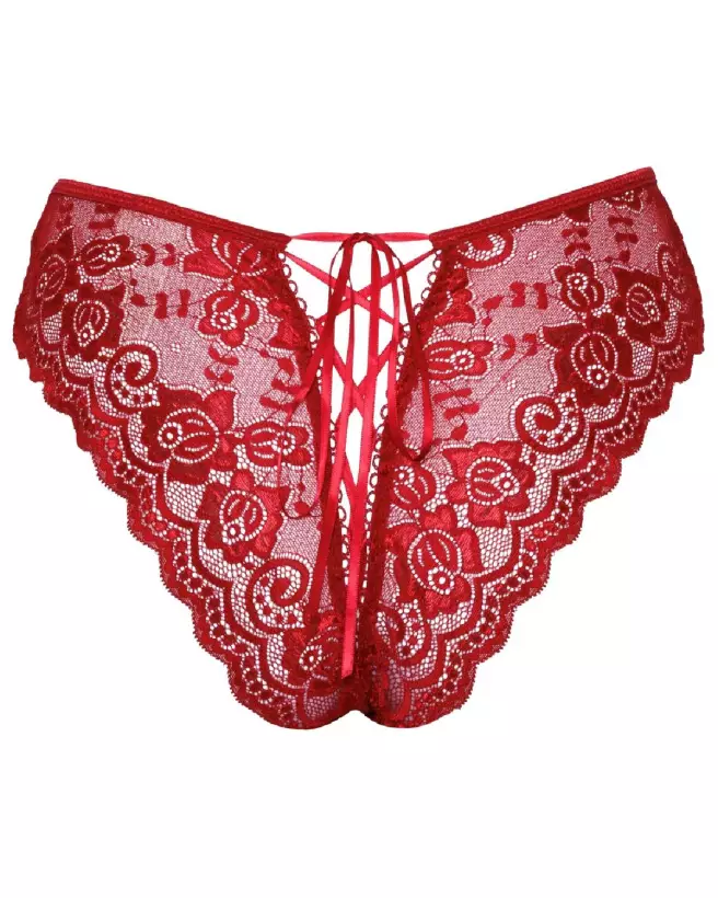 Crotchless Panty Red de Cottelli LINGERIE en Rouge - Lingerie Séduisante et Ouverte-6