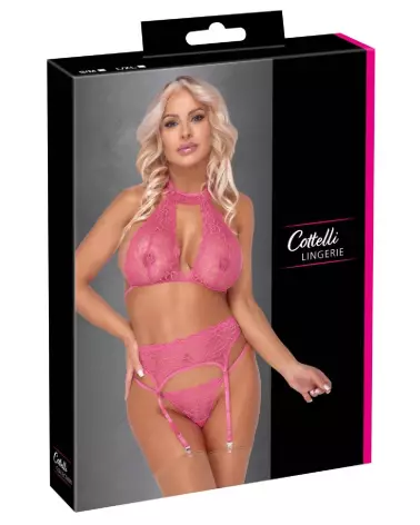 Photo Ensemble Bra Suspender Cottelli LINGERIE en dentelle rose-1