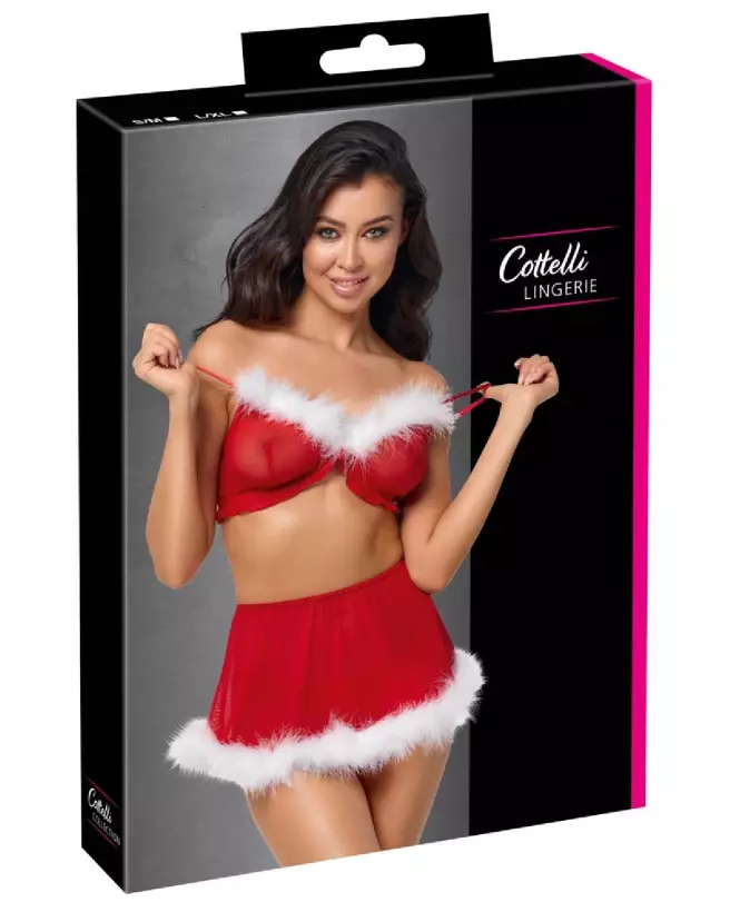 Costume sexy de Noël Cottelli LINGERIE avec top et jupe festifs-1