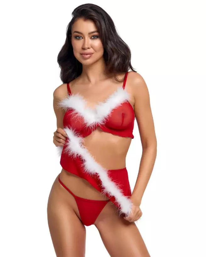 Costume sexy de Noël Cottelli LINGERIE avec top et jupe festifs-3