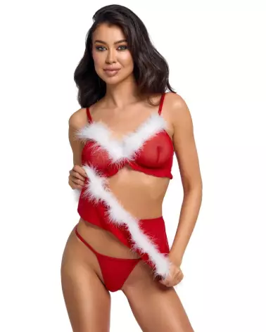 Costume sexy de Noël Cottelli LINGERIE avec top et jupe festifs-3