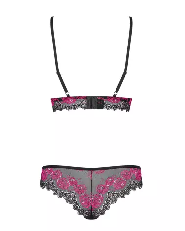 Ensemble Tulia 2 pièces noir et fuchsia par Obsessive - Lingerie de luxe et séduisante-6