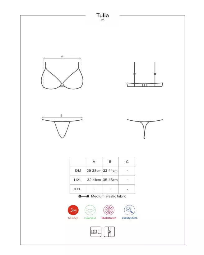 Ensemble Tulia 2 pièces noir et fuchsia par Obsessive - Lingerie de luxe et séduisante-7