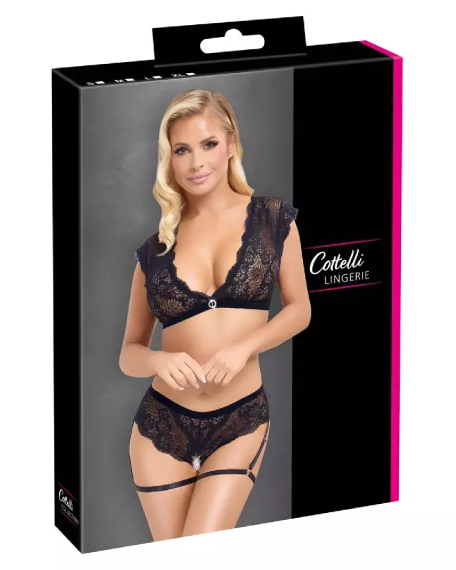 Image de l'ensemble Top et Culotte Ouverte Cottelli Lingerie, exprimant élégance et séduction en lingerie fine.-1