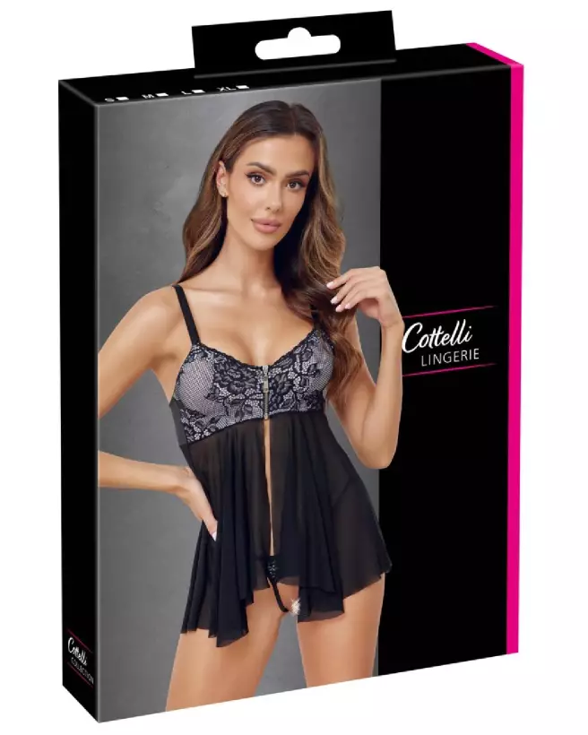 Babydoll et Thong Cottelli LINGERIE en dentelle élégante-1