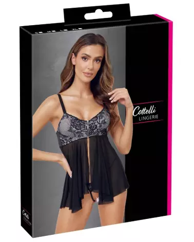 Babydoll et Thong Cottelli LINGERIE en dentelle élégante-1