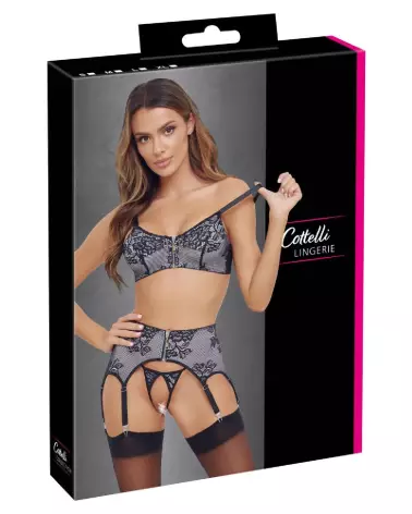 Photo de l'ensemble Bra Set noir et blanc Cottelli Lingerie, élégance et confort-1