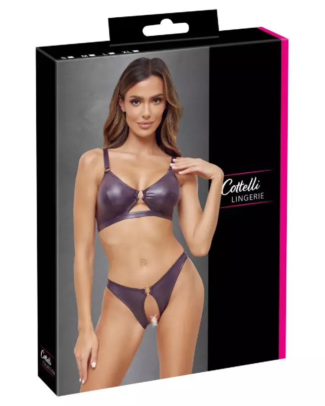 Ensemble de lingerie Cottelli violet avec soutien-gorge et culotte en dentelle-1