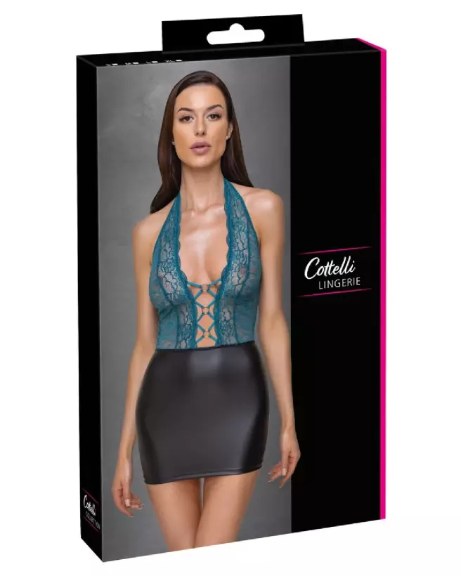 Robe sexy noir et teal de Cottelli Lingerie pour soirée élégante-1