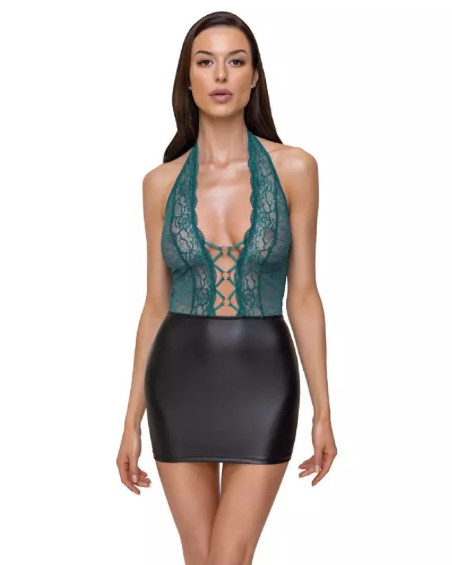 Robe sexy noir et teal de Cottelli Lingerie pour soirée élégante-2