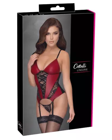 Guêpière corset rouge et noir Cottelli Lingerie avec dentelle élégante-1