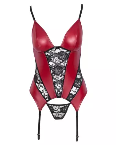 Guêpière corset rouge et noir Cottelli Lingerie avec dentelle élégante-5