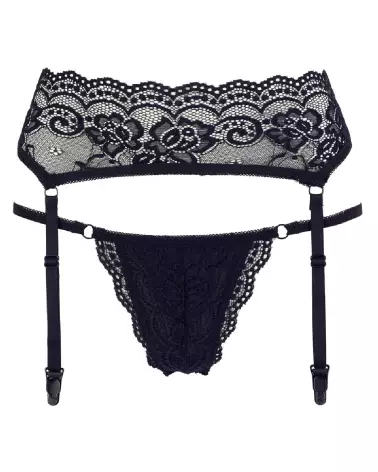 String et Suspenders Black Cottelli LINGERIE en noir élégant-4