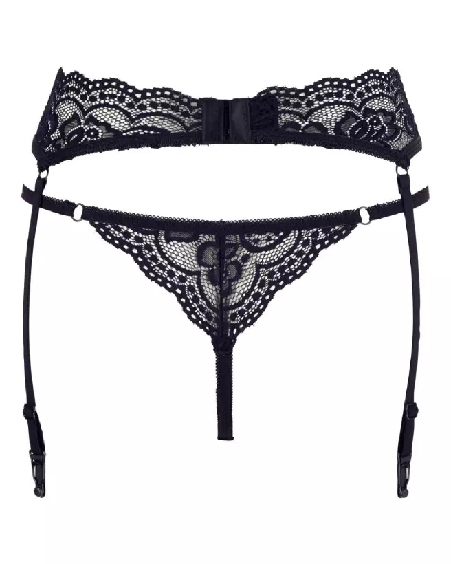 String et Suspenders Black Cottelli LINGERIE en noir élégant-5