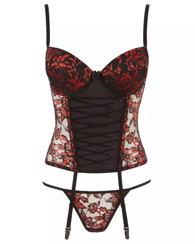 Corset élégant Cottelli LINGERIE en dentelle noire, parfait ajustement et design sophistiqué-6