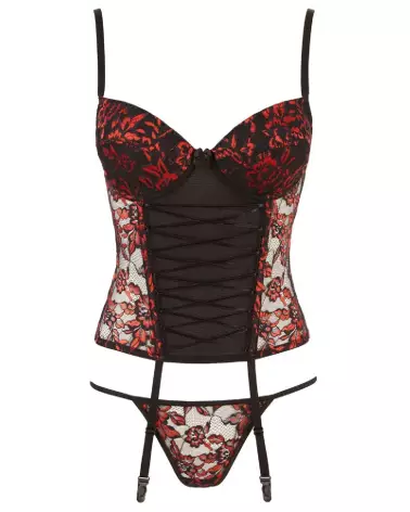 Corset élégant Cottelli LINGERIE en dentelle noire, parfait ajustement et design sophistiqué-6