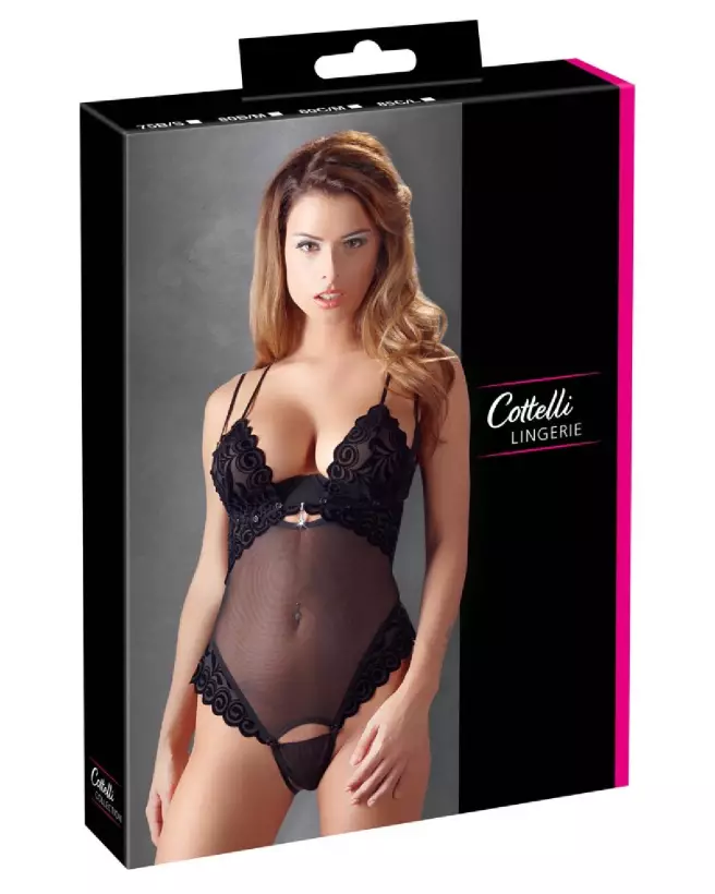 Body élégant Cottelli Lingerie en dentelle noire, confort et style-1