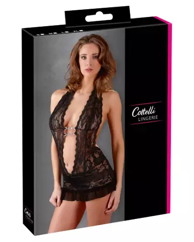 Nuisette Lace Dress noire Cottelli Lingerie élégante-1
