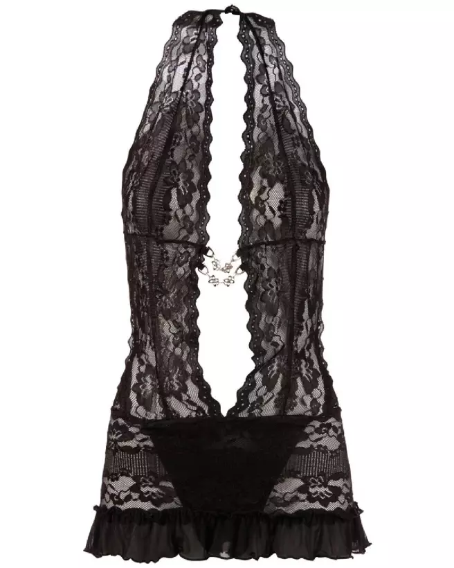 Nuisette Lace Dress noire Cottelli Lingerie élégante-5