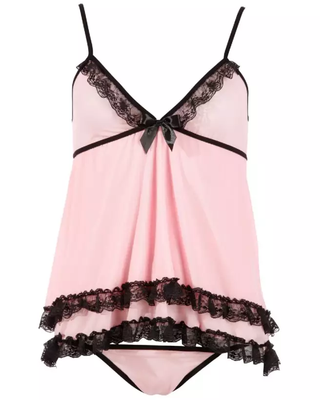 Nuisette Babydoll Pink de Cottelli Lingerie en couleur rose doux-5