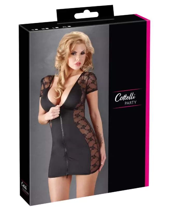Robe sexy Cottelli PARTY avec fermeture éclair avant pour un look élégant et séduisant-1