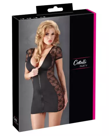 Robe sexy Cottelli PARTY avec fermeture éclair avant pour un look élégant et séduisant-1