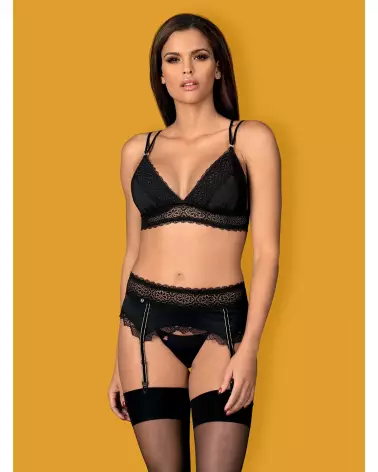 Ensemble Lolitte 3 pièces noir Obsessive - Lingerie élégante et sensuelle-3