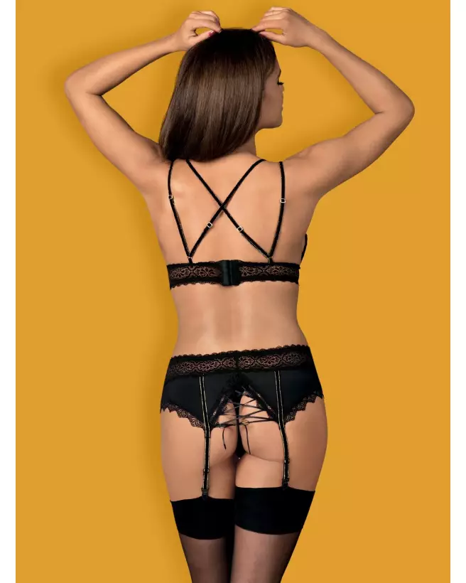 Ensemble Lolitte 3 pièces noir Obsessive - Lingerie élégante et sensuelle-4