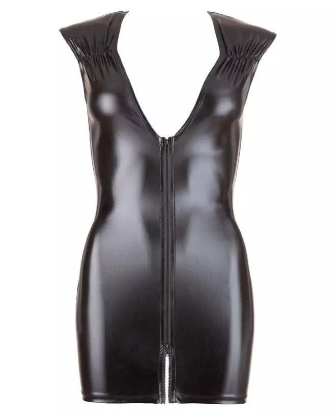 Robe Wet Look noire avec fermeture éclair Cottelli PARTY pour soirée fetish-5