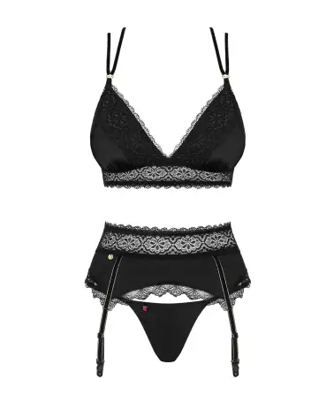 Ensemble Lolitte 3 pièces noir Obsessive - Lingerie élégante et sensuelle-5